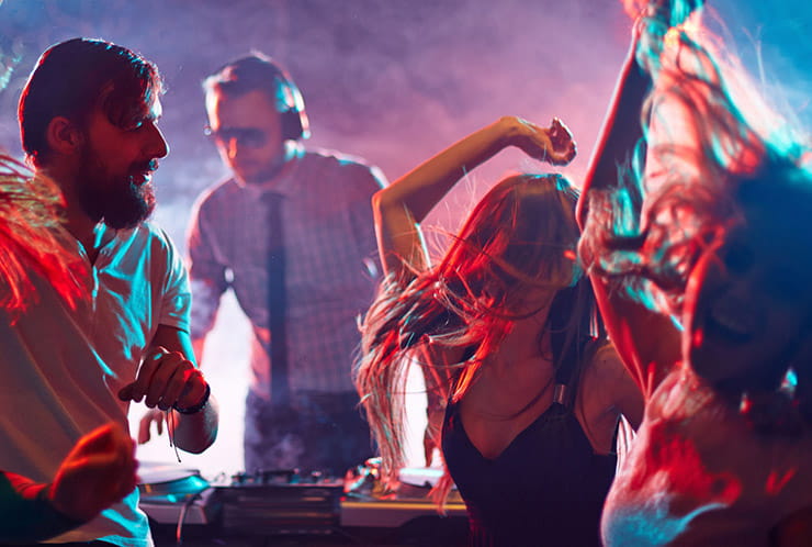 People dancing at a club.