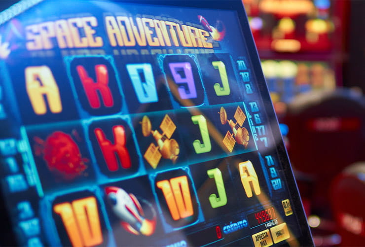 A space-themed slot machine.