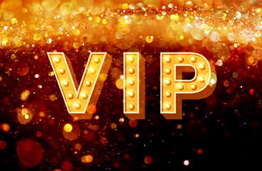 The word VIP written in golden lights.